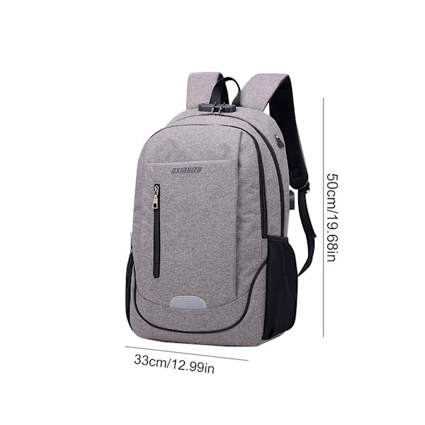 Liikematkalaukku kannettavalle tietokoneelle, vettähylkivä ohut kannettavan tietokoneen laukku USB-latausportilla miehille ja naisille dark gray