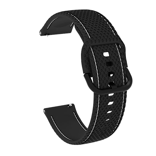 Silikoninen vaihtoranneke ompeleella Samsung Galaxy Watch 5 40mm/44mm /Watch 5 Pro 45mm -kelloon Black  White Line