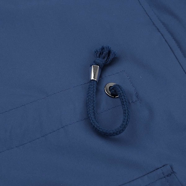 Dame Lang Vandtæt Jakke med Hætte Letvægts Regnfrakke Vindjakke Udendørs Trenchcoat Blue M
