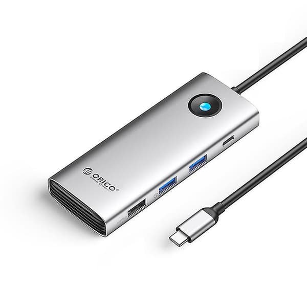 8 i 1 Dockingstasjon HD+VGA PD 100W Lading Gigabit Ethernet Multifunksjonell Type-C Hub Silver
