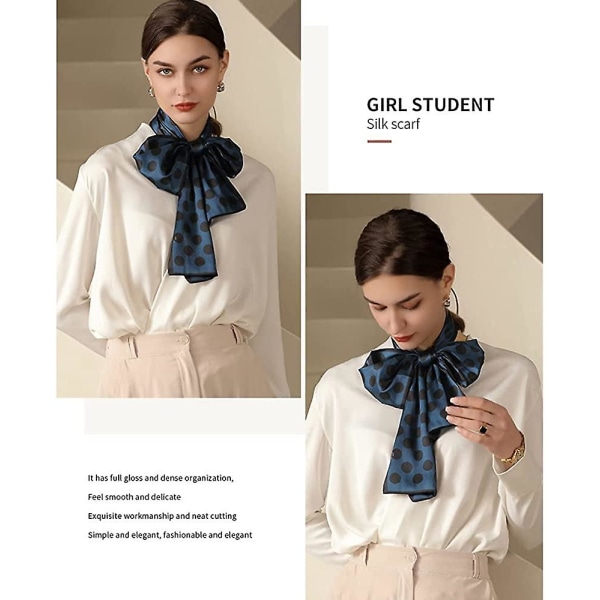 Dam Silke Scarf Vintage Brev Tryck Silke Scarf Turban Ponytail Liten Silke Olaof Scarf Blue B