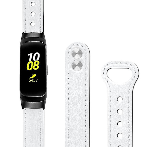 Blød urrem i okselæder til Samsung Galaxy Fit SM-R370, dobbelt nitterem, sort stik White