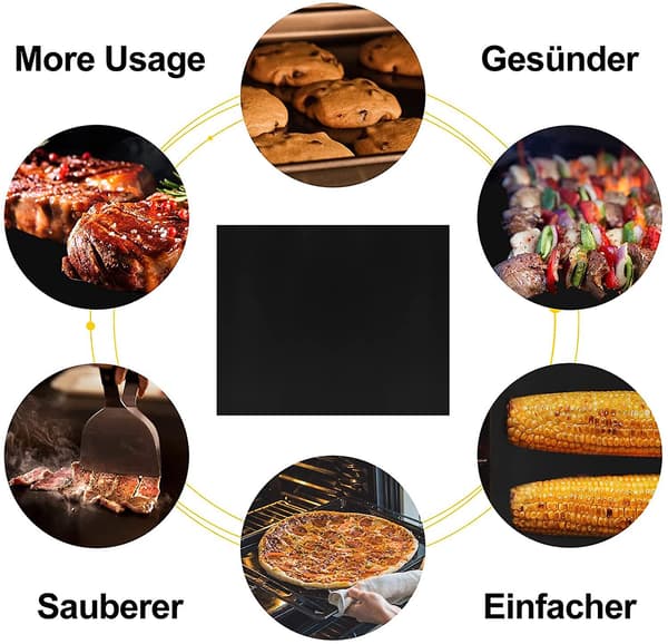 Sæt med 5 BBQ Grillmåtter, Non-stick Bageplader til Gas- og Elektriske Grills
