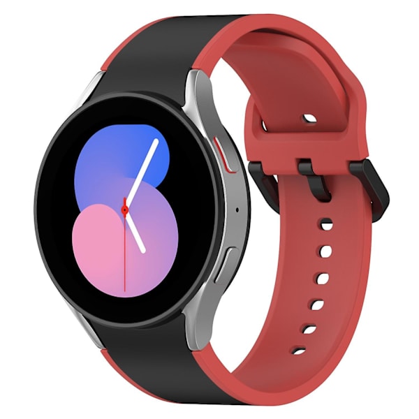 Andningsbar mjuk silikonklockarmband för Samsung Galaxy Watch6 40/44mm/ Watch 4/5 40/44mm /5 Pro 45mm Black  Red