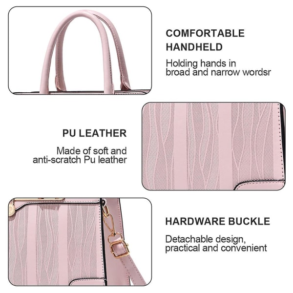 Den nya axelväskan med stor kapacitet som är lämplig för resor är enkel och casual handväska i konstläder pink