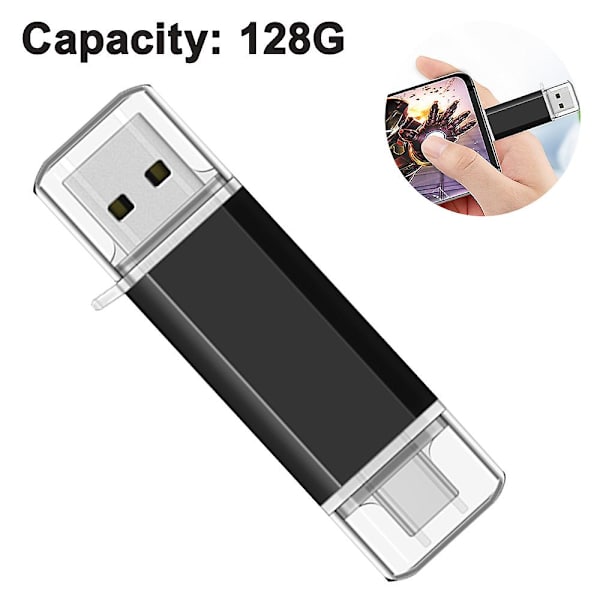 Nopea 64 GB:n pyörivä USB-muistitikku - OTG-toiminto älypuhelimille, tableteille, PC:lle - Valkoinen Black 128GB