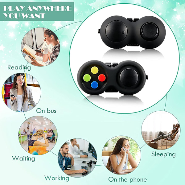 4 stycken Fidget Game Controller-plattor, Nyckelringsfidget för vuxna och tonåringar, Mini Handhållen Cam Fidget Pad Cube Ångest- och Stressreducerande Sinnesleksak med 8