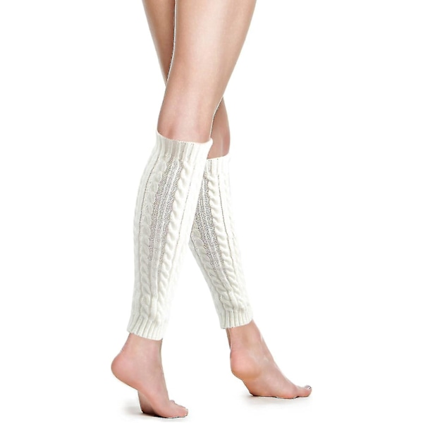Lange benvarmere for kvinner, jenter, vinter, heklet, strikket, benvarmere, knestrømper, overknees, One Size White