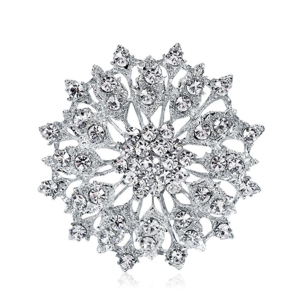 Kvinnors österrikiska kristallblomma brosch silverfärgad österrikisk kristallbröllop Flora krans broschnål