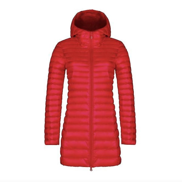 Höst och vinter ny mode dunjacka dam tunn sektion lång sektion huva koreansk version av den smala stora storleken enkel jacka Navy Blue XL