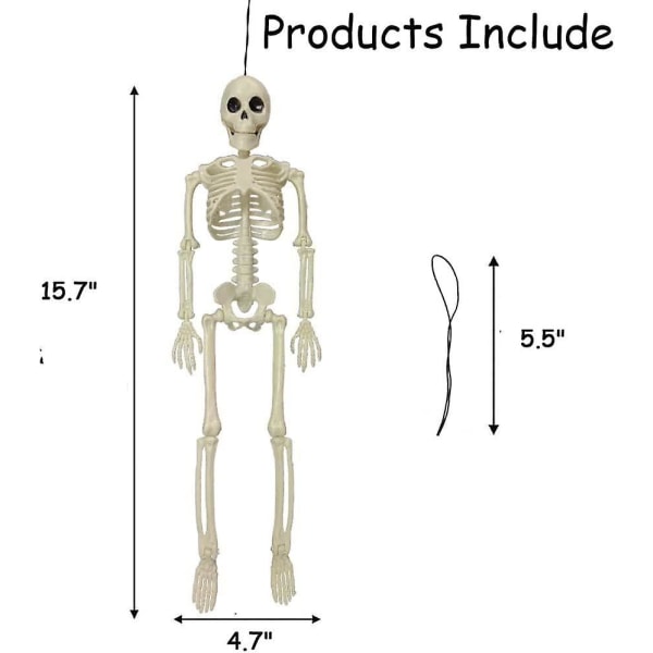 Halloween-skelett, Halloween-dekorationer Skalle, 16\" Full Body Realistisk Faux Mänskligt Skelett, Halloween-dekor för hemsökta husrekvisita