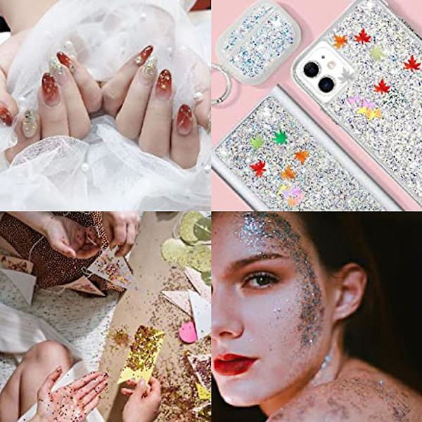 6 lådor nagelglitter och nagelpulver, nagelkonst glitter blandad glänsande för nageldekoration DIY style1