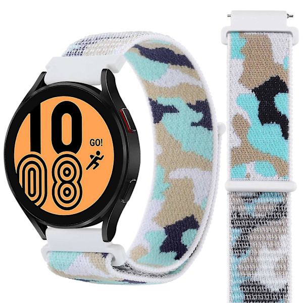 22mm kamouflage nylon justerbar handledsrem för Galaxy Watch 3 45mm/Huawei Watch GT3 Pro 46mm Cyan