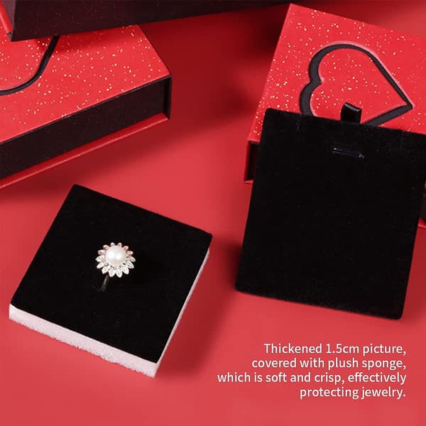 Fyrkantig Smyckeskrin Halsband Armband Box -acsergery Röd Hjärta Presentask Bröllop -acsergery Presentaskar Present
