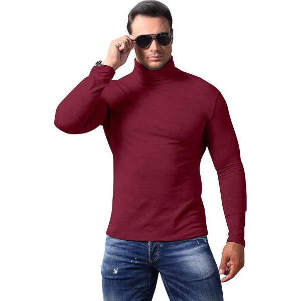 Herr Turtleneck Jumper Krage Pullover Enfärgad Tröjor Stickat Bomull Ull