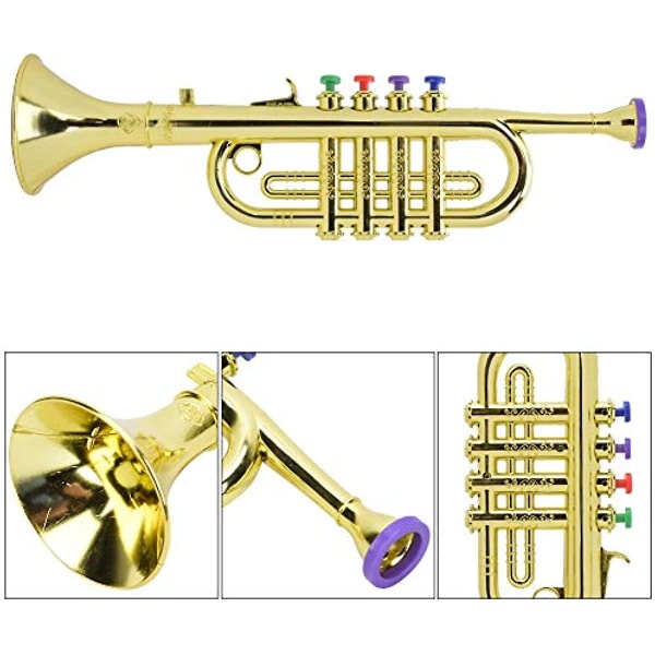 Bnineteenteam Barn Trumpet Leksak Guldbelagd Trumpet Instrument Barn Förskola Musik Leksak Trumpet För Barn