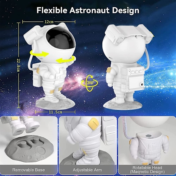 Astronaut Lysprojektor, Stjerneprojektor Galakse Nattlys For Barn, Astro Stjerne Nebel Led Lampe For Soverom Med Timer Og Fjernkontroll For Voksne
