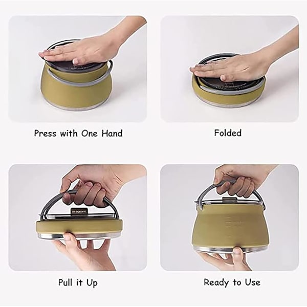 1 litran kokoontaitettava retkikeitto Portable Travel Kettle Taitettava silikoninen kahvipannu teepannu ulkoiluun, patikointiin, kalastukseen, retkeilyyn ja automatkoille