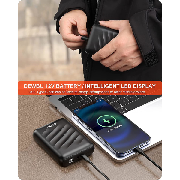 Dewbu uppvärmd jacka med 12v batteripaket Vinter utomhus Soft Shell Elvärmerock Khaki XXL