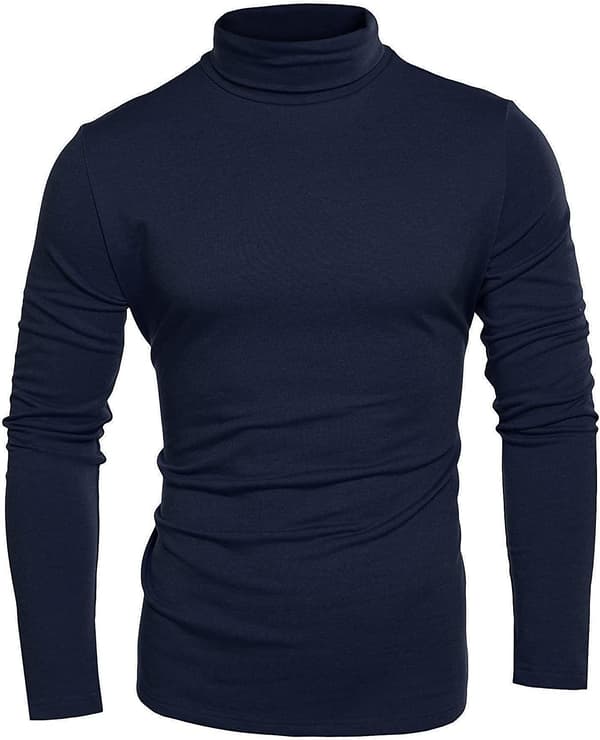 Slim Fit Rullekrave Trøjer til Mænd Basic Ensfarvet Strikket Pullover Navy blue