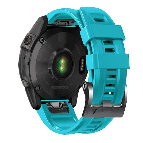 För Garmin Tactix 7 Pro/Fenix ​​7X/Fenix ​​6X Pro Silikon watch 26 mm armband med svart spänne Sky Blue