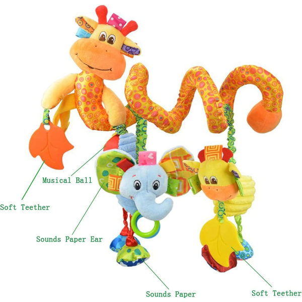 Baby Barnevogns Seng Ornament Ophæng Gul Sød Lille Hjorteform Design Spiral Plyslegetøj Klapvogn Og Rejseaktivitetslegetøj