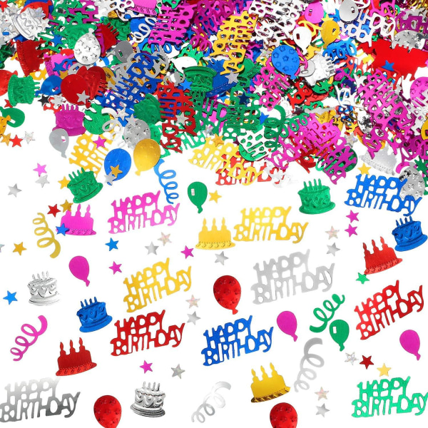 3000 bitar Grattis på födelsedagen Konfetti Födelsedagstårta Konfetti Metallisk folieballong Konfetti Bordsspridning Konfetti dekorationer för födelsedagsfest, baby