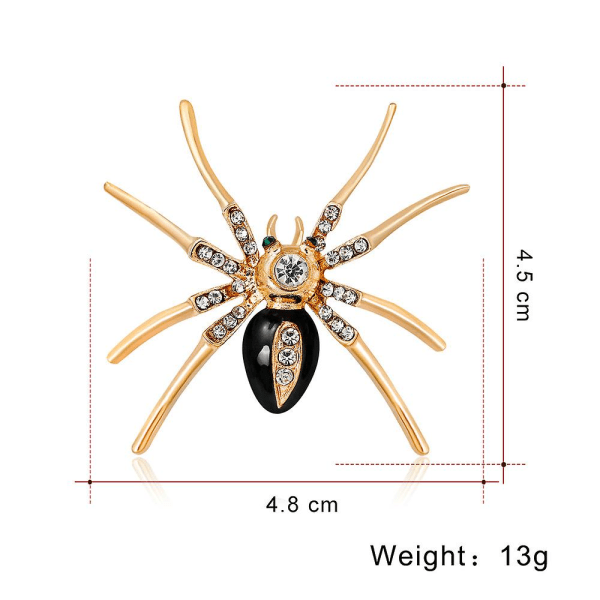 Spindelbroschnålar, eleganta med kristallstrass, broscher och nålar för kvinnor, festliga spindelbroscher med blå stenkristall, guldfärgade - 4 st