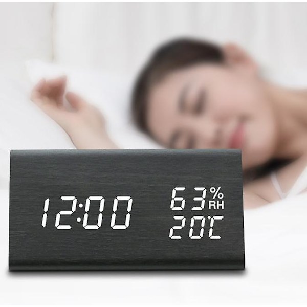 Digital väckarklocka, Elektroniska LED-klockor i trä Yellow
