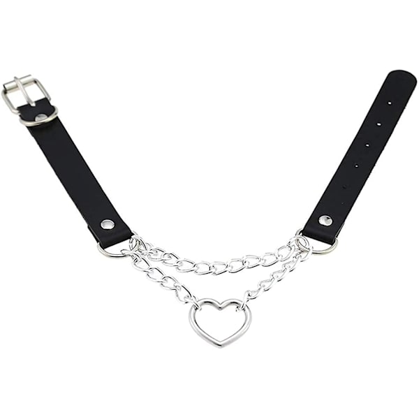 1 st svart läder choker O-ring vintage gotisk punk choker maskeradklänning rock Style 3