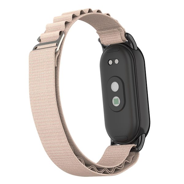 Nylon Urrem til Xiaomi Smart Band 8 Justerbar Udskiftningsarmbånd med Sort Konnektor Apricot