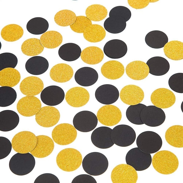 Glitter Guld Svart Konfetti Circle Dots Konfetti för festdekorationer, 1,2" i diameter, paket med 200 st