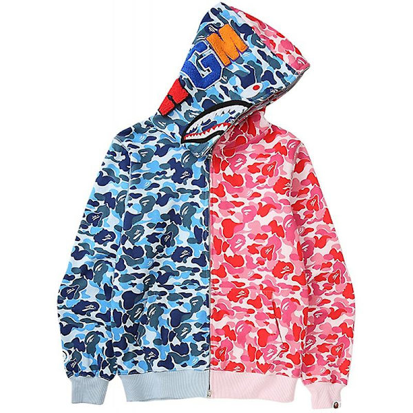 Hoodie för kvinnor och män med hajmunstryck, avslappnad jacka med dragkedja N M