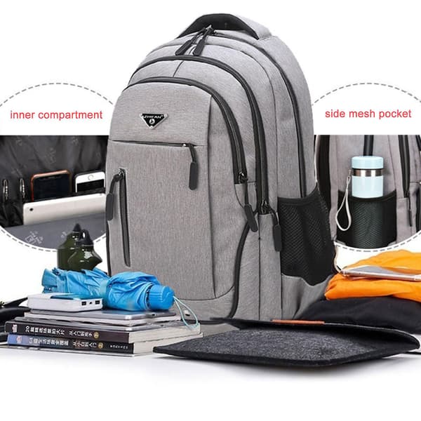 Ny Ankomst Stor Kapacitet Ryggsäck Män Laptop Ryggsäckar Oxford Svart Solid High School Student Väskor Light grey