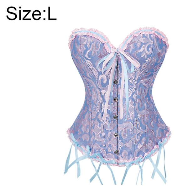 Naisten nauhallinen luilla tuettu Overbust Korsetti Bustier Alusvaatteet Vartalonmuokkaaja Toppi Prinsessa Korsetti - Sininen Blue -L