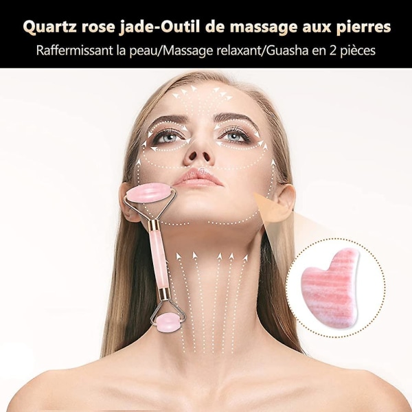 Jade Roller Gua-sha Face Gua Sha Rose Quartz Ansiktsbehandling Jade Massager Jade Stone