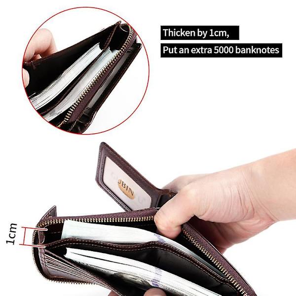 Retro Toppskiktsläder Herr Kort Plånbok RFID-blockerande Kort Kontant Bärväska Brown