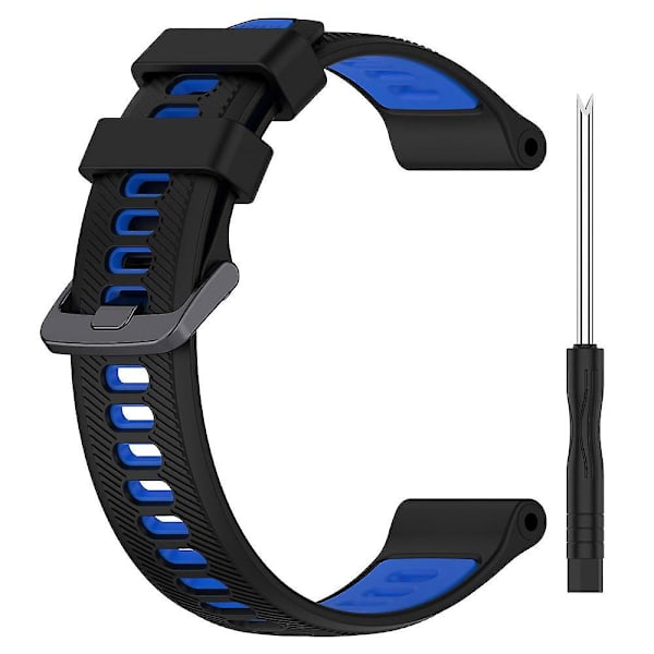 22 mm Tvåfärgat armband i twill-väv i silikon till Garmin Forerunner 965/955/945/935/745 Black Blue