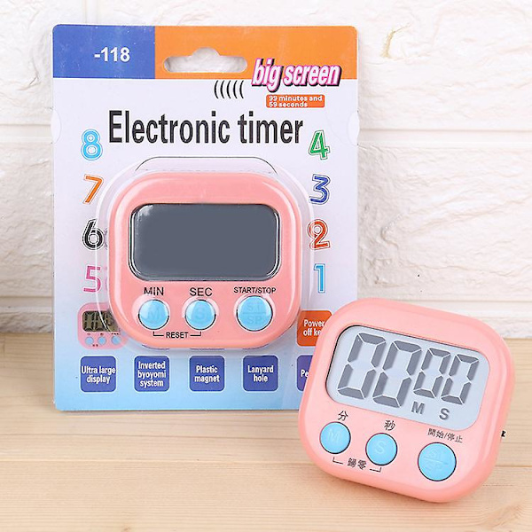 Digital kökstimer 2-pack, multifunktionell elektronisk timer, lärandehanteringstimer magnetiska digitala timers för kök (rosa)