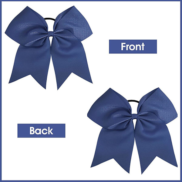 2 st stora cheer-rosetter 8 tum jumbo cheer-hårrosetter hästsvanshållare elastiskt band navy blue