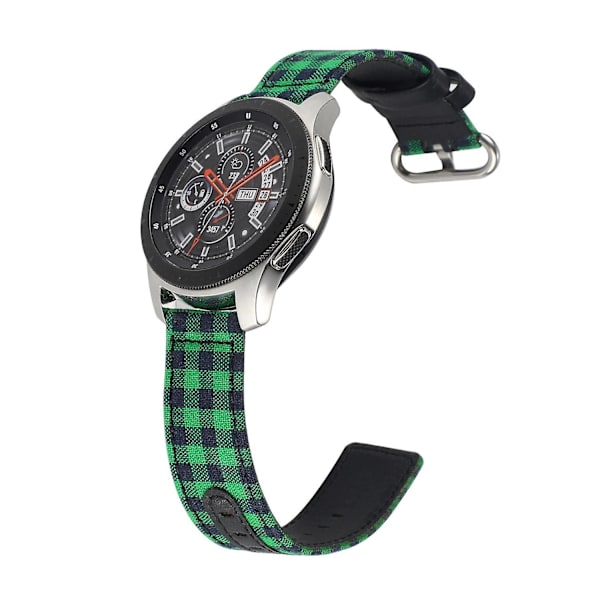 Oval spänne nylon tyg + läder klockarmband för Samsung Galaxy Watch 5 40mm/44mm/ Watch 5 Pro 45mm Black Green Plaid
