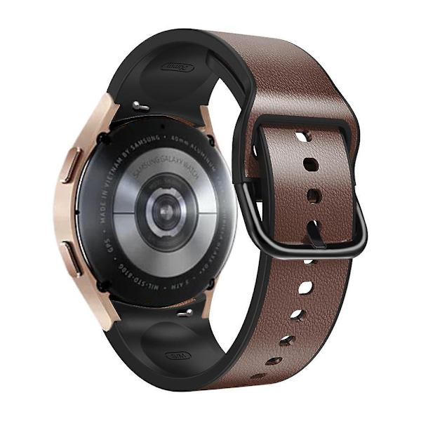 20mm nahkapäällysteinen ranneke Galaxy Watch4/5/6 40mm 44mm/Watch6 Classic 43mm 47mm/Watch 5 Pro 45mm -kelloille Dark Brown