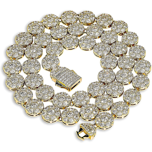 1 Rad 14k Hip Hop Klynge Simulert Diamant Iced Out Cz Tennis Kjede Lenke Halskjede For Menn