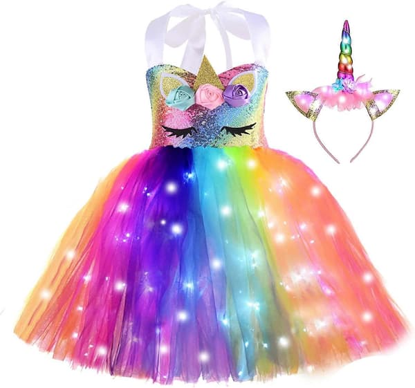 Glittrig unicorn tutu-klänning för flickor 10T