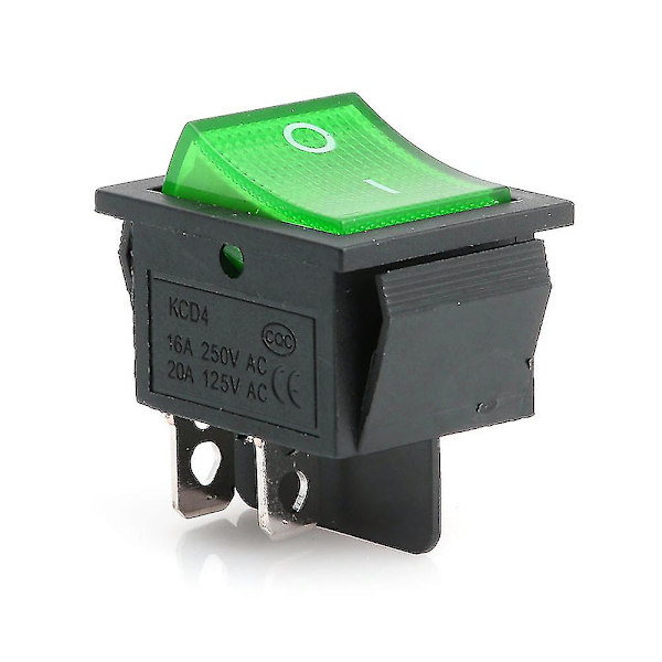 Vanntett Kcd4 Båtvippebryter 4 Pin 2 Posisjons Snap-in Vippebrytere Green