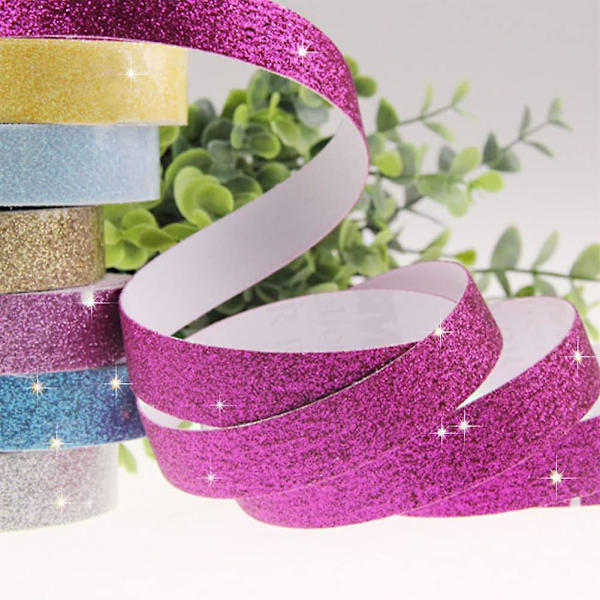 Glitter Washi Tape Set 12 rullar Färgade Diy Arts Crafts 0,59 tum * 390 tum Dekorativ självhäftande maskeringstejp