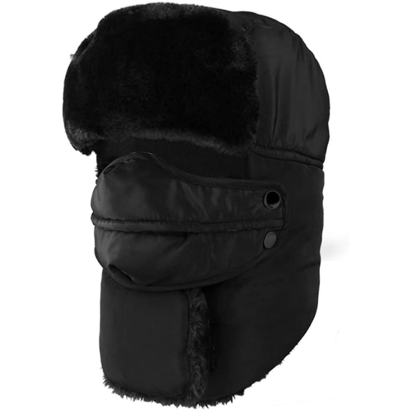 Unisex Thicken Warm Hat med Acsergery Avtagbar Ansiktsvärmare & Öronlappar Vinter Fuskpälspresent