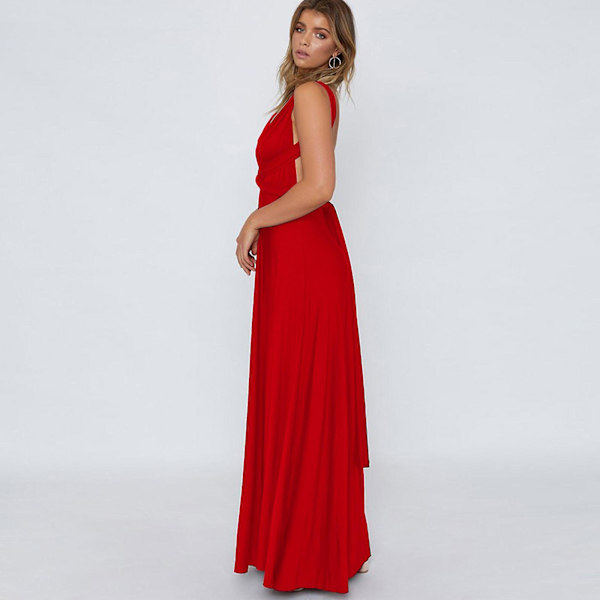 Ny Chiffon Brudepigekjole Prom Kjole Bryllup Rynket Formel Festkjole Til Kvinder Red M