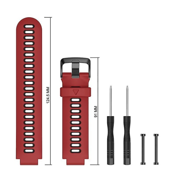 22mm Silikon Klokkereim For Garmin Forerunner 235/230/620/630/220/735/735XT, med Svart Spenne Dark Red  Black