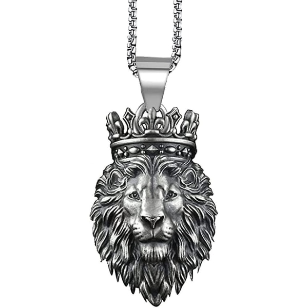Hip Hop Herre Løvehalskjede Mote Uttrykk Anheng Smykker Antikk Keltisk Sjarm Viking Rock Punk Stil Gotisk Dyre Totem Amulett (krone Løve)